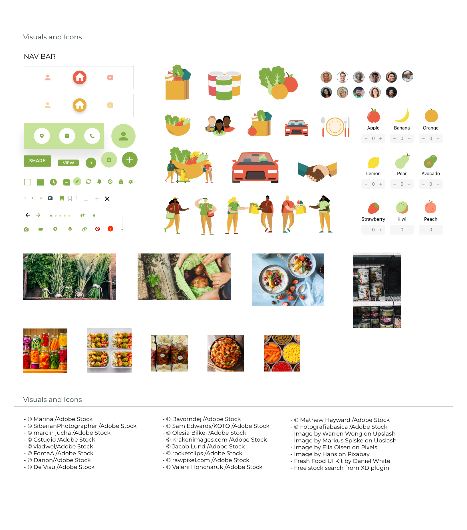 Food Route elements, icons, images